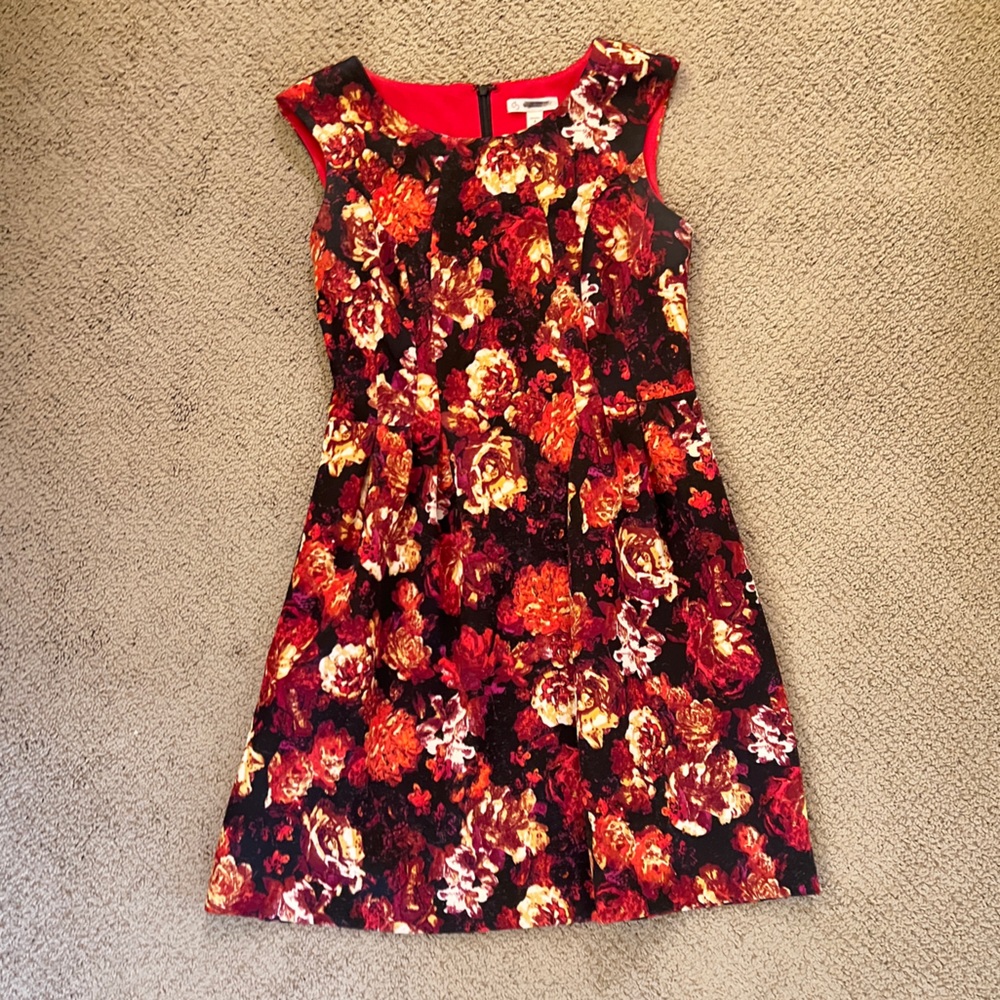 Fall floral fit & flair dress